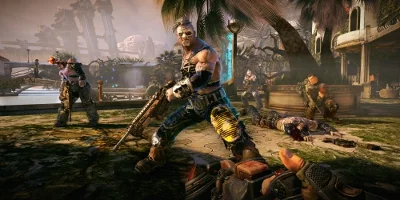 Man with tribal face paint, with a gun in his hands