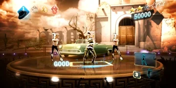 A closer view of a 3-strong group performance