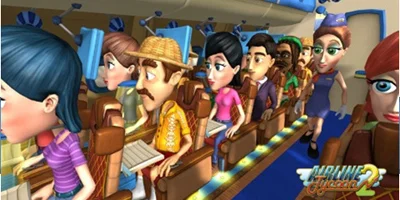 Passengers sat on the plane as an air hostess walks the aisle
