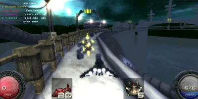 The player, racing round a very thin piece of track