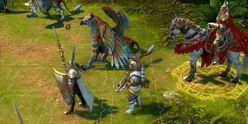 An example of gameplay, where different types of soldier stand in separate squares