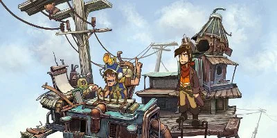 The player's character, stands on a platform, listening to somebody sat a desk before him