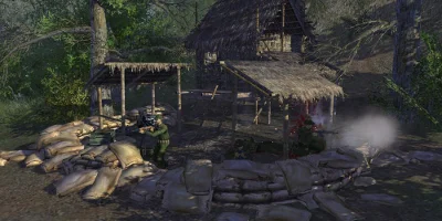 A fortification made from sandbags, provides a good spot to fend of enemy troops