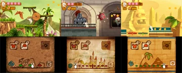 Three screenshots giving different examples of gameplay