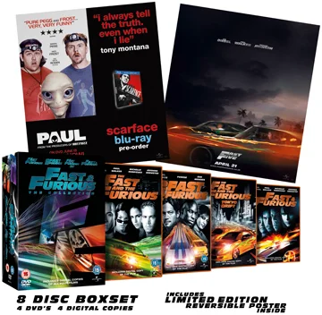 Fast And Furious Box set With All Eight Discs And Limited Edition Reversible Poster