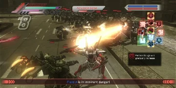 A large number of enemies approach the player