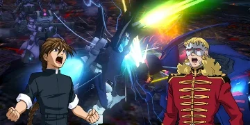 Two characters over-looking a fight