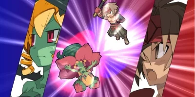 A battle commencing between two characters