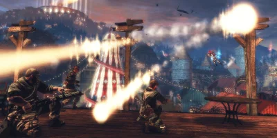 Firing at some wooden structures