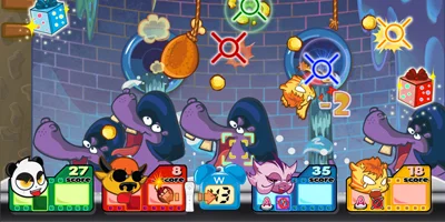 shooting items with hippos in the background