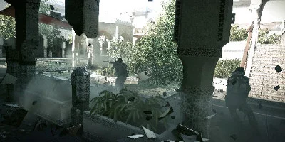 troops firing in garden