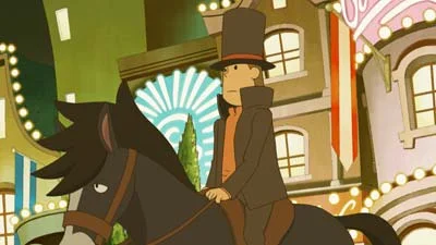 professor Layton on a horse