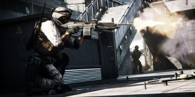 Soldier shooting rifle