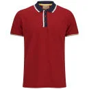 Brave Soul Men's Orbit Contrast Collar Polo Shirt - Washed Red - S - Rood Afbeelding 1