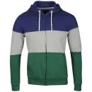 Brave Soul Men's Wilcocks Zip Through Hoody - Ink/Green/Grey - S - Ink/Green/Grey Afbeelding 1