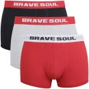Brave Soul Men's 3-Pack Boxers - Black/Grey/Red - S - Black/Grey/Red Afbeelding 1