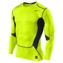 Nike Men's Hypercool Compression Long Sleeve Top 2.0 - Volt Green/Black - M - Volt Green/Black Afbeelding 1