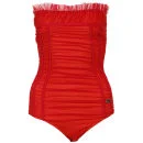 John Galliano Women's Bandeau Polka Dot Swimsuit - Red - 12 - Rood Afbeelding 1