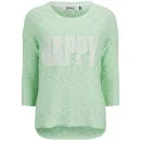 ONLY Women's Happy Slogan Knitted Jumper - Bay - XS/UK 6 - Groen Afbeelding 1