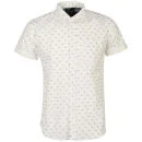 Crosshatch: Men's Mikey All Over Printed Short Sleeve Shirt - Off White - S - Off White Afbeelding 1