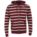 Brave Soul Men's Rocker Striped Zip Thru Hoody - Burgundy - S - Burgundy Afbeelding 1