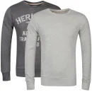 Brave Soul Men's Sebubla 2-Pack Crew Neck Sweat Jumpers-Charcoal Marl / Grey Marl - S - Charcoal Marl/Grey Marl Afbeelding 1