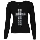 Influence Women's Studded Cross Knitted Jumper - BlackInfluence Women's Studded Cross Knitted Jumper - Black - S-M - Zwart Afbeelding 1