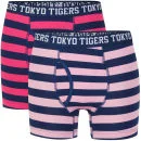 Tokyo Tigers Men's 2-Pack Boxers - Pink Striped - S Afbeelding 1