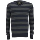 Ringspun Men's Amjam Stripe Knit - Navy/Charcoal - S - Navy/Charcoal Afbeelding 1