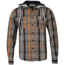 Brave Soul Men's Long Sleeve Hooded Check Shirt - Charcoal Check - S Afbeelding 1
