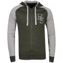Ringspun Men's Major Hooded Sweat - Khaki / Grey Marl - S - Khaki / Grey Marl Afbeelding 1