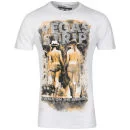 Ringspun Photo Print Strip T-Shirt voor Heren - Wit/Goud - S - White/Gold Afbeelding 1