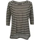 Brave Soul Women's Fraya Striped Top - Cream/Stone Grey - S - Cream/Stone Afbeelding 1