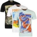 South Shore Men's 3 Pack T-Shirts - Pastel Blue/Black/Optic White - S - Pastel Blue/Black/Optic White Afbeelding 1