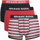 Brave Soul Men's 3-Pack Boxers - Red/Black/Stripe - S - Red/Black/Stripe Afbeelding 1