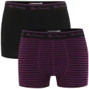 Ben Sherman Mens 2-Pack Boxers - Zwart/Zwart En Paarse Strepen - S - Black/Black and Purple Stripe Afbeelding 1