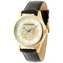 Mastertime Men's Gold Dial Black Strap Watch Afbeelding 1