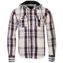 Brave Soul Men's Long Sleeve Hooded Check Shirt - Cream Check - S - Cream Check Afbeelding 1