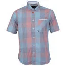 Bench Men's Infinite Check Short Sleeved Shirt - Turquoise - S - Turquoise Afbeelding 1