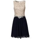 Little Mistress Women's Lace Overlay Prom Dress - Cream/Navy - 8 - Cream / Navy Afbeelding 1
