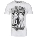 Ringspun Photo Print Strip T-Shirt voor Heren - Wit/Blauw - S - White/Blue Afbeelding 1