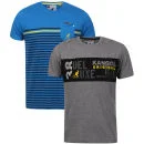Kangol Men's Rumour And Yoda T-shirt 2 Pk Blue/Grey Marl - S - Blue/Grey Marl Afbeelding 1