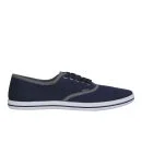 Ringspun Men's David Trim Canvas Pumps - Navy/Light Grey - 7 - Navy/Light Grey Afbeelding 1