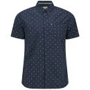 Bench Men's Chevron Print Rapson Short Sleeved Shirt - Navy - S - Blauw Afbeelding 1