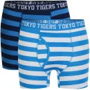 Tokyo Tigers Men's 2-Pack Boxers - Blue/White - S - Blue / White Afbeelding 1