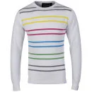 Dissident Men's Viking Multi Colour Stripe Knit - Optic White - S - Optic White Afbeelding 1