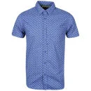 Brave Soul Men's Gallaghere Printed Short Sleeve Shirt - Blue - S - Blauw Afbeelding 1