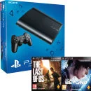 PS3: New Sony PlayStation 3 Slim Console (500 GB) - Black - Includes Beyond: Two Souls and The Last Of Us Afbeelding 1