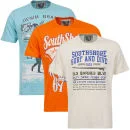 South Shore Men's Summer T-Shirt 3 Pack - Cream/Light Blue/Orange - S - Cream/Light Blue/Orange Afbeelding 1