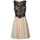 Little Mistress Women's Lace Overlay Prom Dress - Black/Cream - 8 Afbeelding 1